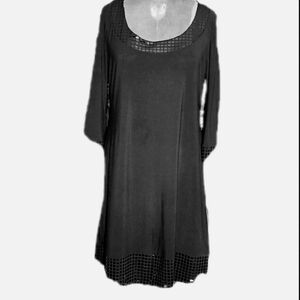 VTG black cocktail dress with sparkling neckline, hem and cuffs